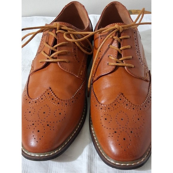Meridos Mens Brown Wingtip Oxford Dress Shoes JD02 Size 9.5 Tan Brogue Lace Up main image 7